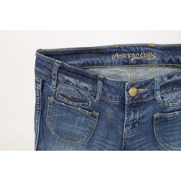 Vtg 90s Y2K American Eagle Outfitters Womens 8 Babydoll Flared Wide Leg Jeans - Picture 8 of 16